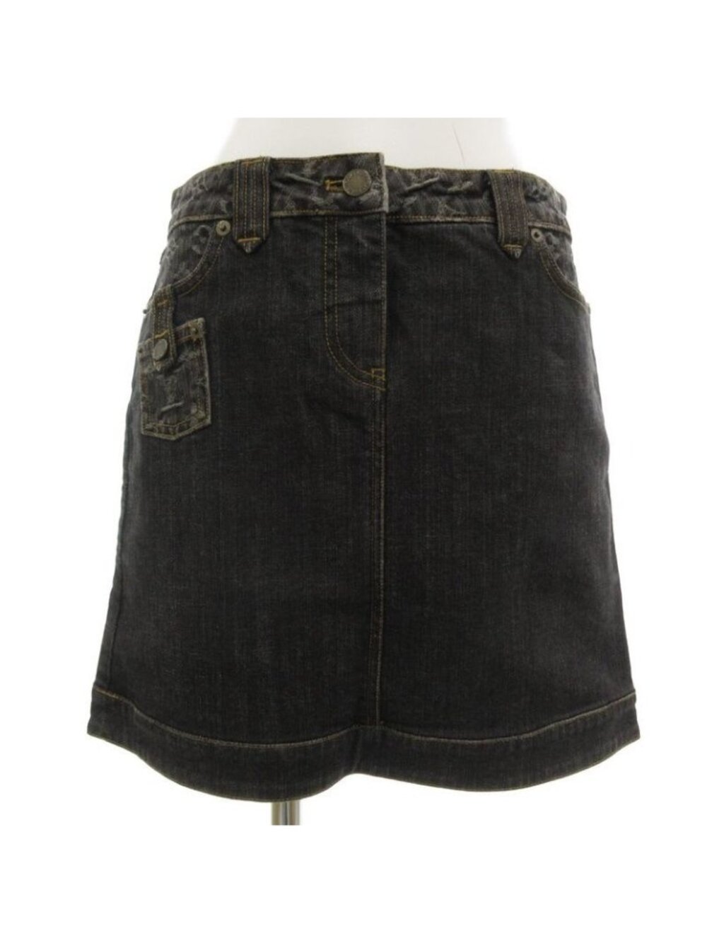 Louis Vuitton Monogram Denim Skirt Mini 36 Black Rw081 W Wmsk 01 Cf7